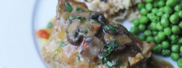 Chicken Thighs Briaised in Mushroom Sauce